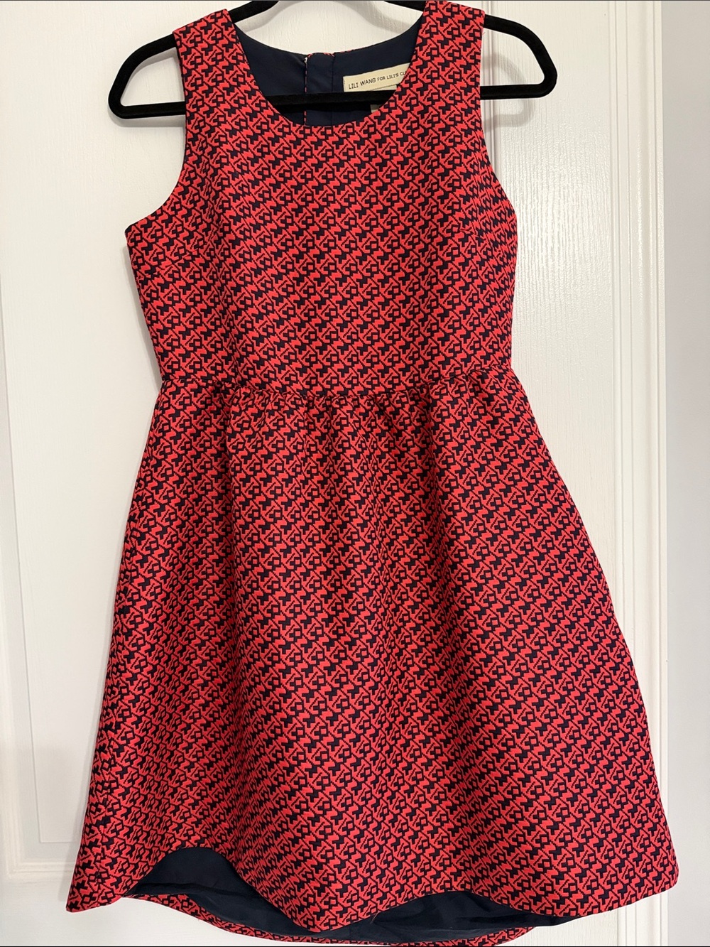 Pink Patterned Sleeveless Fit-and-Flare Dress